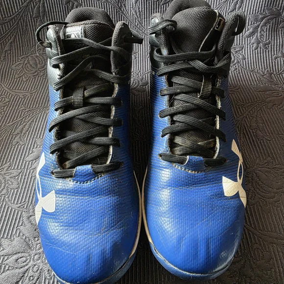 Under Armour Kids' Black and Blue Baseball Cleats - Picture 4 of 5
